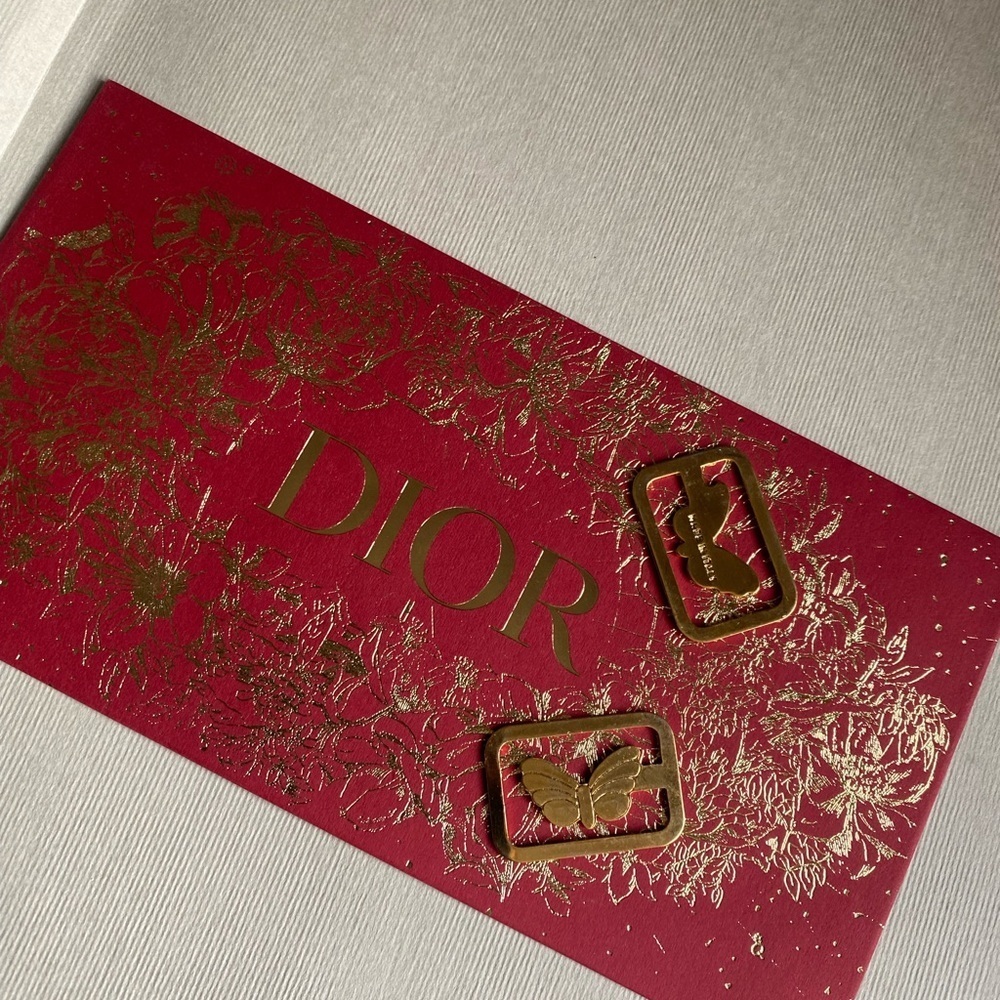 Christian DIOR Chinese New Year red envelope and 2 vintage bookmarks